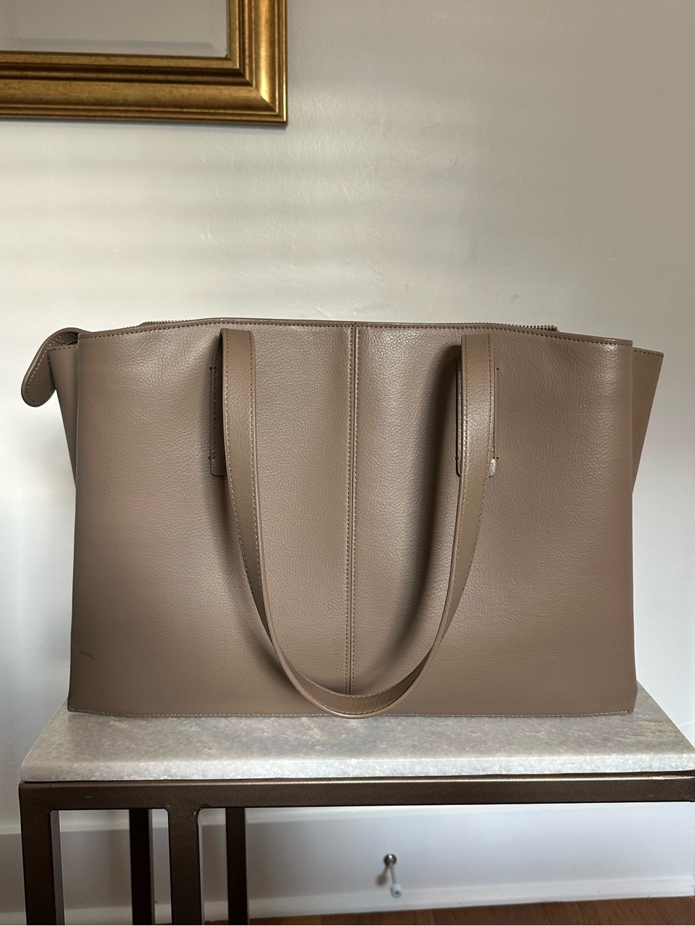 Freja Paloma Tote Taupe Leather Tote Bag - Sleek Everyday Tote
